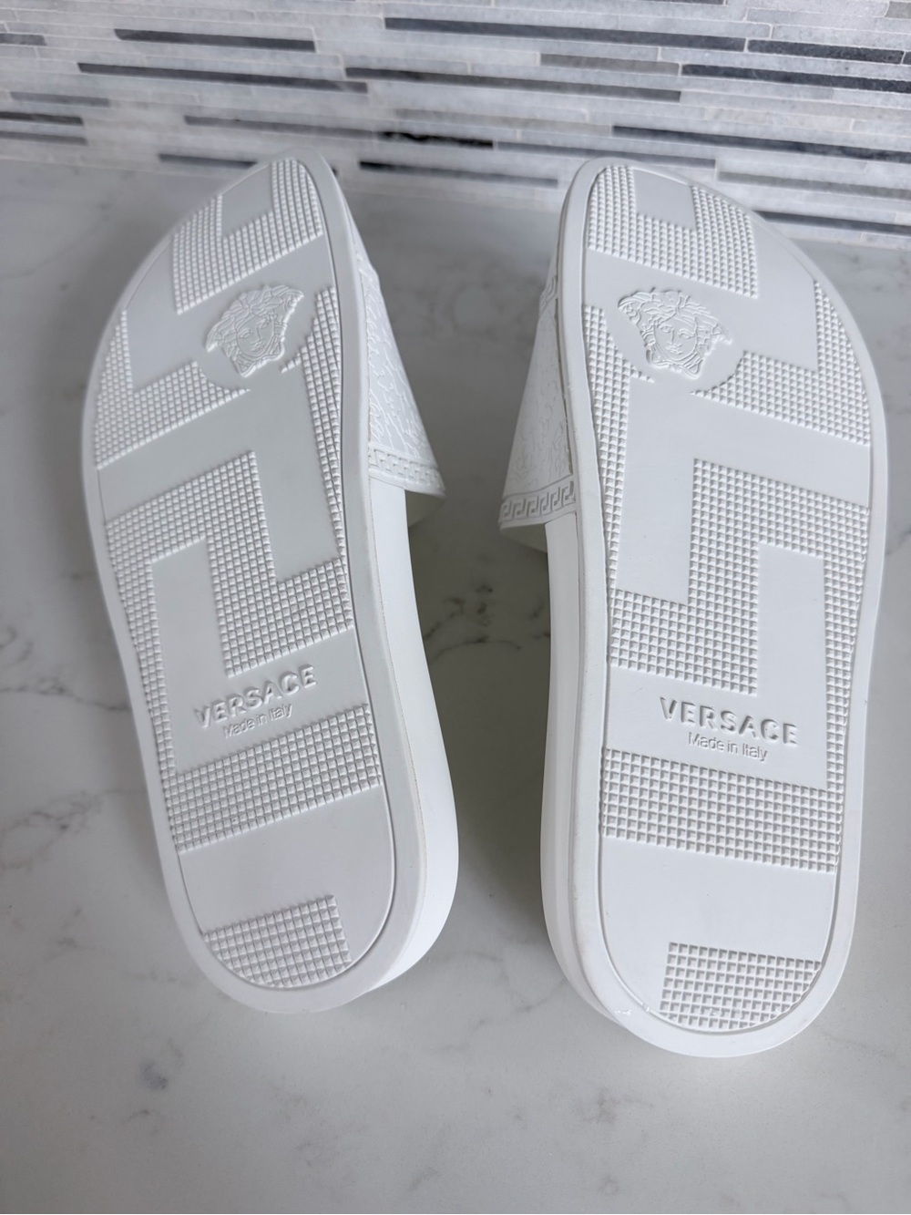 Versace White Slides with Gold Medusa Plaques size 11 - Picture 7 of 16